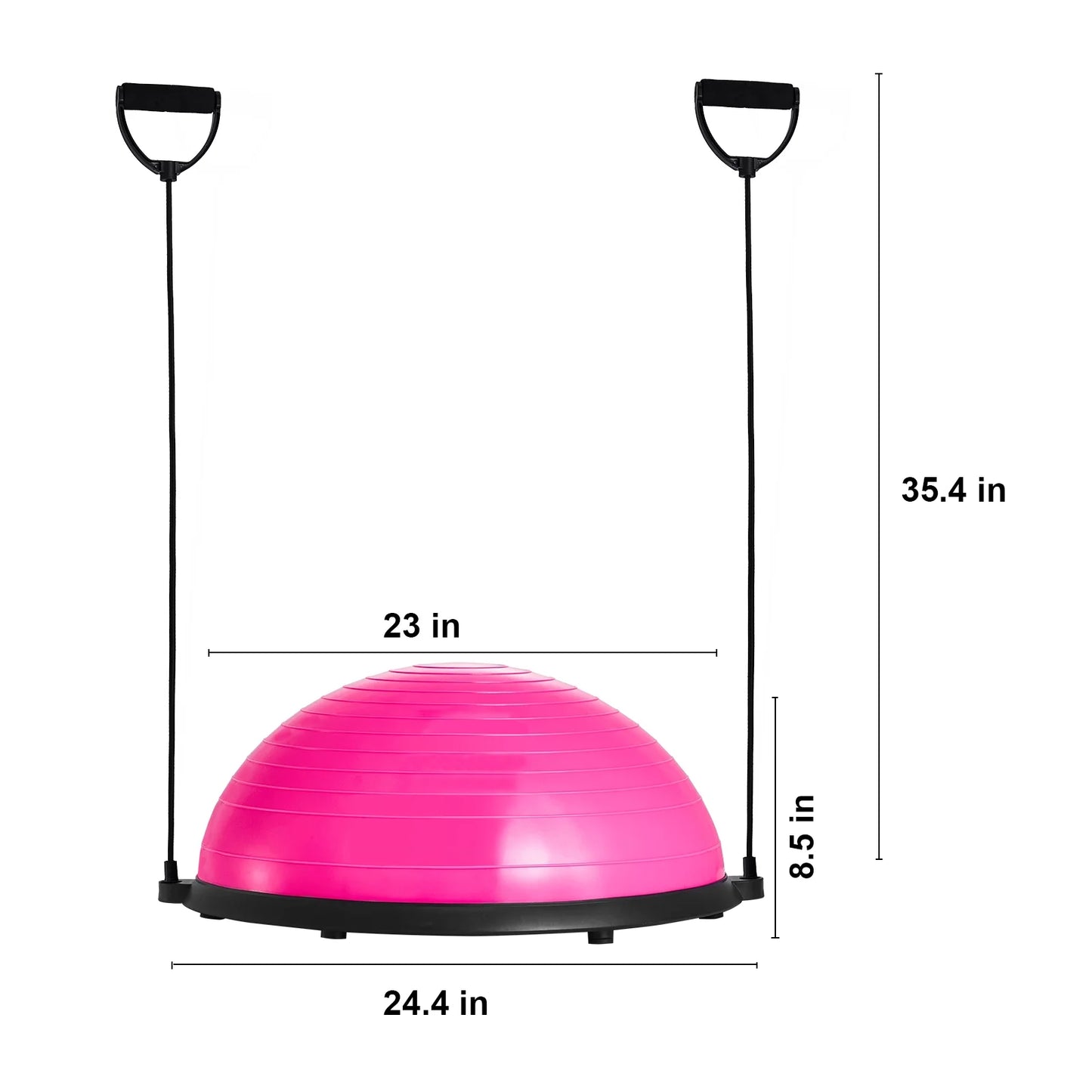 Entrenador De Media Bola De Equilibrio, Bola De Estabilidad De 23 Pulgadas Con Un Límite De Peso De 660 Libras, Incluye Bandas De Resistencia Y Bomba Para El Pie Para Una Experiencia Integral En El Gimnasio En Casa, Ideal Para Fitness De Cuerpo Completo, Rosa