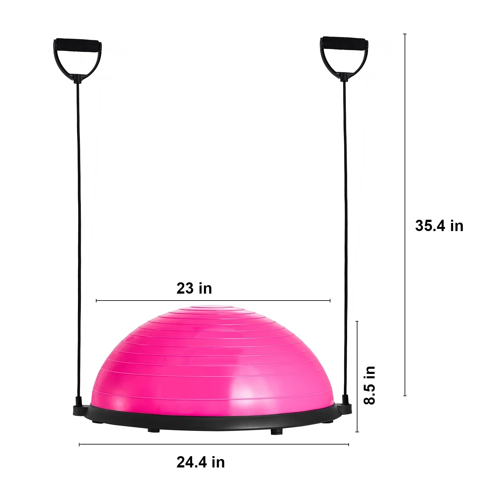 Entrenador De Media Bola De Equilibrio, Bola De Estabilidad De 23 Pulgadas Con Un Límite De Peso De 660 Libras, Incluye Bandas De Resistencia Y Bomba Para El Pie Para Una Experiencia Integral En El Gimnasio En Casa, Ideal Para Fitness De Cuerpo Completo, Rosa
